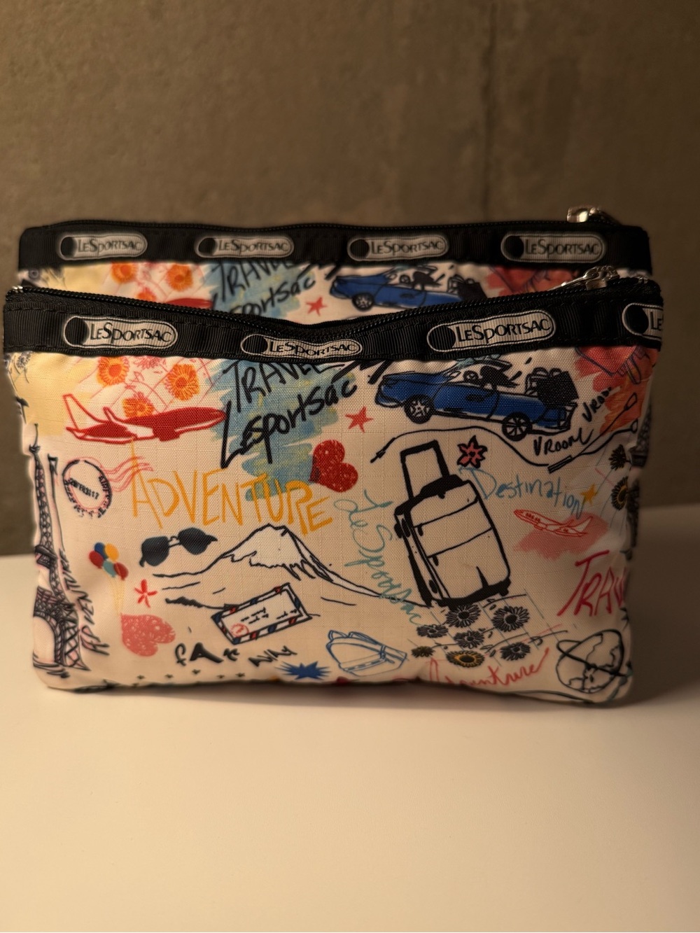 LeSportsac White Multi-Color Printed Cosmetic Cases - set of 2 - Picture 3 of 6